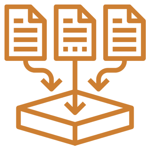 Dokumenter på vej ned i en indbakke illustrerer DPO Danmarks hotline, hvor I kan få hurtige svar på spørgsmål om GDPR og databeskyttelse,